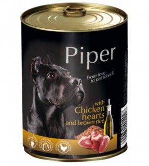 PIPER konservai šunims su vištų širdelėmis ir rudaisiais ryžiais