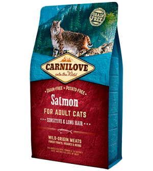 Carnilove Cat Salmon Sensitive & Long Hair sausas maistas katėms