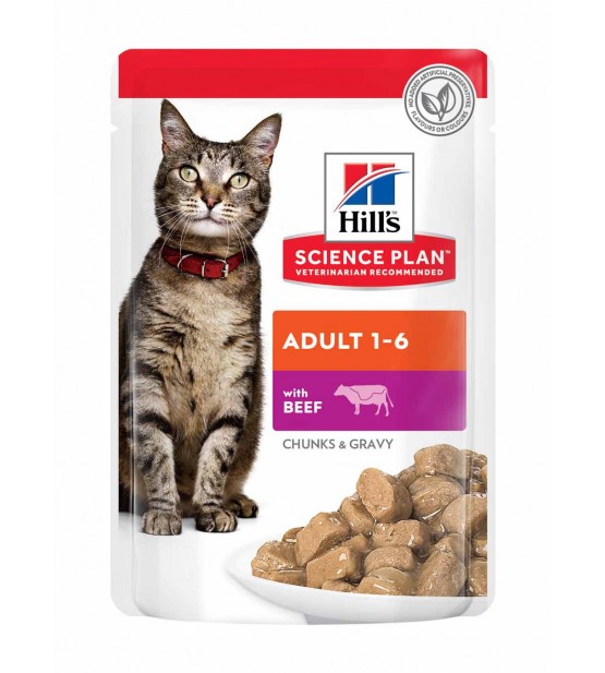 Hills Sp Adult Feline Beef pouch