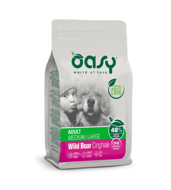 Oasy Adult Medium & Large Wild Boar sausas maistas su šerniena šunims