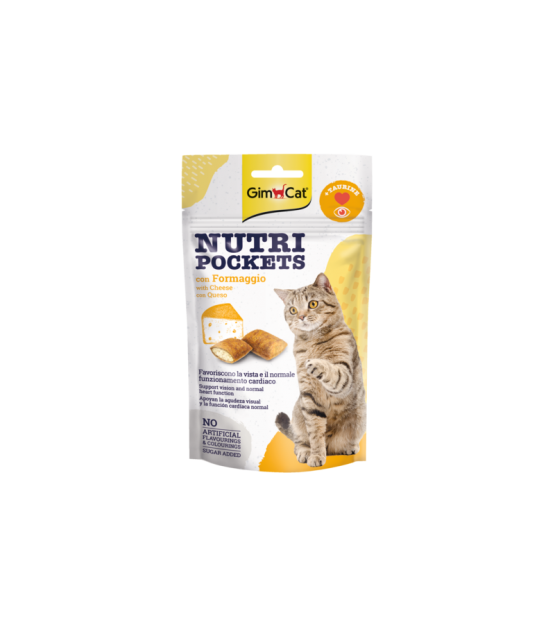 GimCat Nutri Pockets skanėstai katėms su sūriu ir taurinu