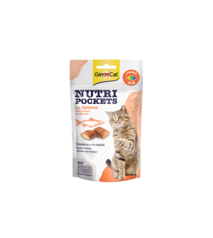GimCat Nutri Pockets su lašiša ir omega 3 ir 6 skanėstai katėms 60g