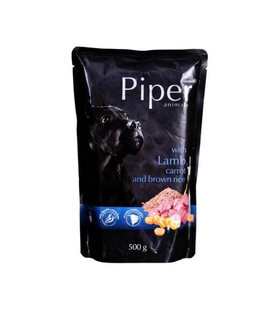 Piper guliašas su ėriena, morkomis ir rudaisiais ryžiais šunims