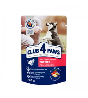 Club 4 Paws Premium konservai su kalakutiena padaže šuniukams