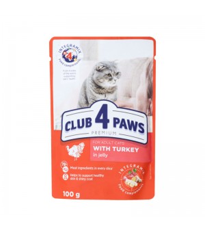 Club 4 Paws Premium konservai su kalakutiena drebučiuose katėms