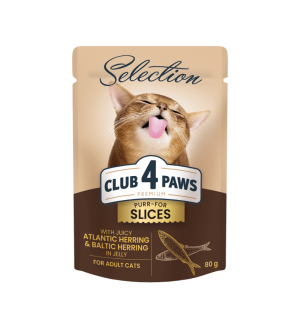 Club 4 Paws Premium Selection konservai - gabaliukai su silke ir strimėle drebučiuose suaugusioms katėms