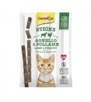 GimCat Sticks skanėstai su ėriena ir paukštiena katėms