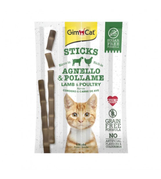 GimCat Sticks skanėstai su ėriena ir paukštiena katėms