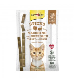 GimCat Sticks skanėstai su kalakutiena ir triušiena katėms