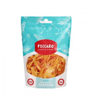 Ficcaro minkšti vištienos ir jūros gėrybių skanėstai šunims ir katėms