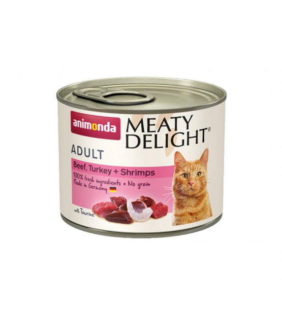 Animonda Meaty Delight konservai su jautiena, kalakutiena ir krevetėmis katėms