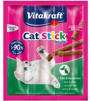 Vitakraft Cat Stick Mini Suaugusių kačių skanėstai su antiena ir triušiena