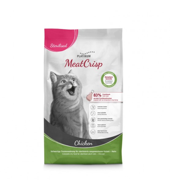 Platinum MeatCrisp sausas pašaras su vištiena sterilizuotoms katėms