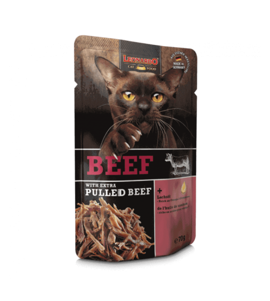 Leonardo Pulled Beef konservai su jautiena ir plėšyta jautiena katėms