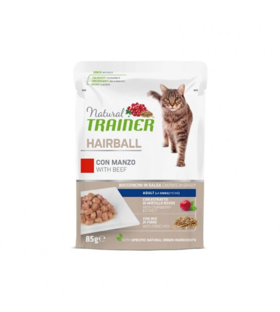 Natural Trainer Cat Hairball Beef konservai su jautiena katėms