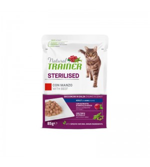 Natural Trainer Cat Sterilised Beef konservai su jautiena katėms