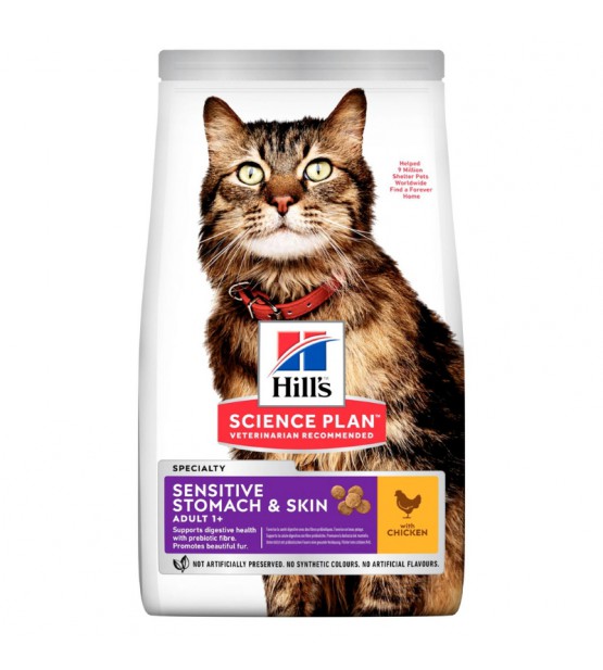 Hill's Science Plan Feline Adult Sensitive Stomach & Skin sausas maistas katėms