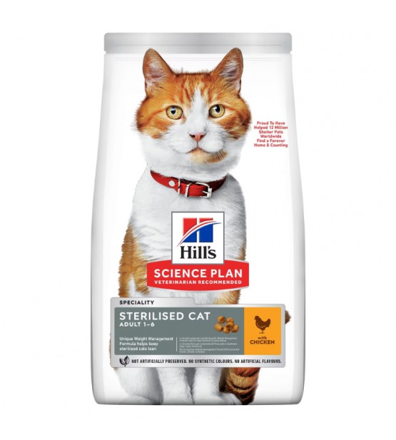 Hill's Science Plan Feline Sterilised Cat Young Adult Chicken sausas maistas katėms