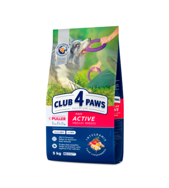 Club4Paws Active sausas pašaras vidutinių veislių šunims