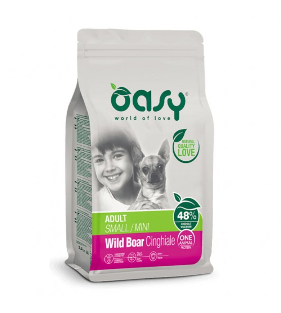 Oasy Adult Small & Mini Wild Boar sausas pašaras šunims